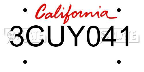 3CUY041 California License Plate