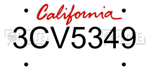 3CV5349 California License Plate