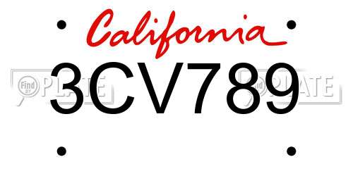 3CV789 California License Plate