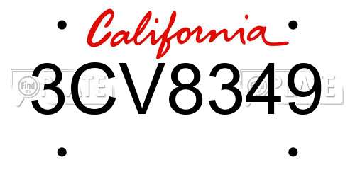 3CV8349 California License Plate