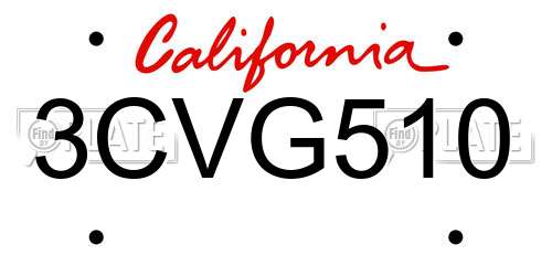 3CVG510 California License Plate