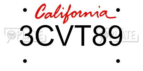 3CVT89 California License Plate