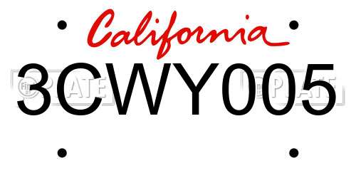 3CWY005 California License Plate