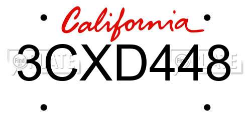 3CXD448 California License Plate