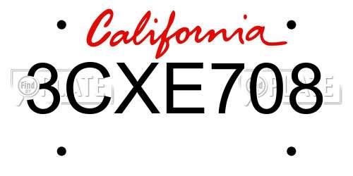 3CXE708 California License Plate