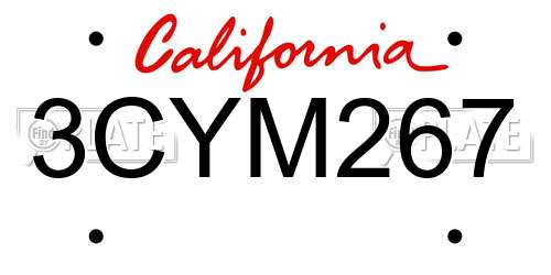 3CYM267 California License Plate