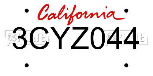 3CYZ044 California License Plate