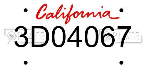 3D04067 California License Plate