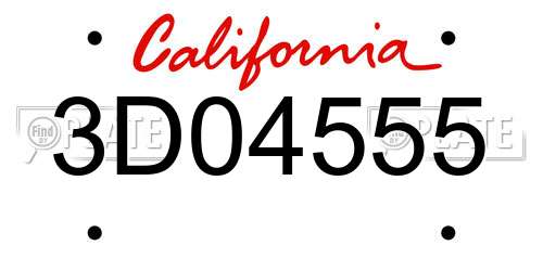 3D04555 California License Plate