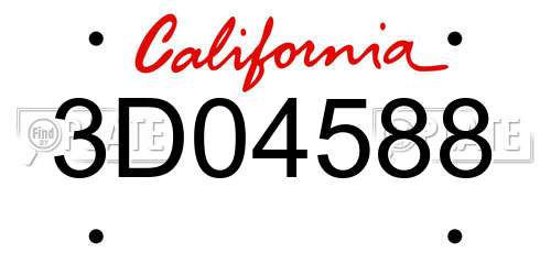 3D04588 California License Plate