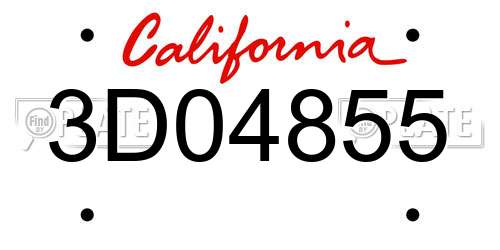 3D04855 California License Plate