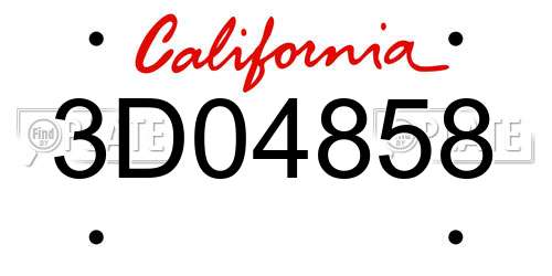 3D04858 California License Plate