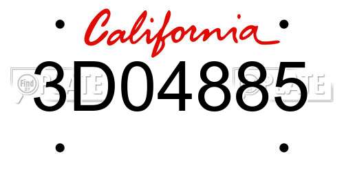 3D04885 California License Plate