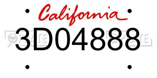 3D04888 California License Plate