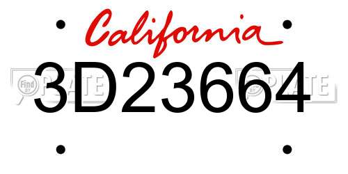 3D23664 California License Plate