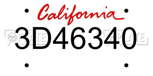 3D46340 California License Plate