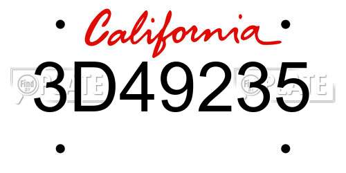 3D49235 California License Plate