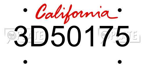 3D50175 California License Plate