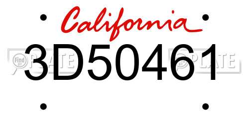 3D50461 California License Plate
