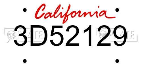 3D52129 California License Plate