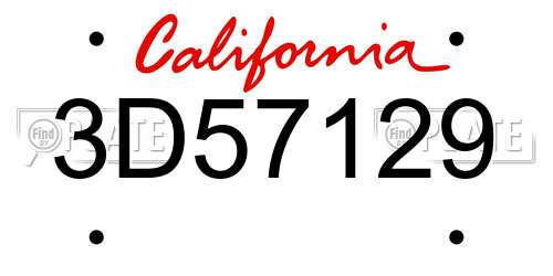 3D57129 California License Plate