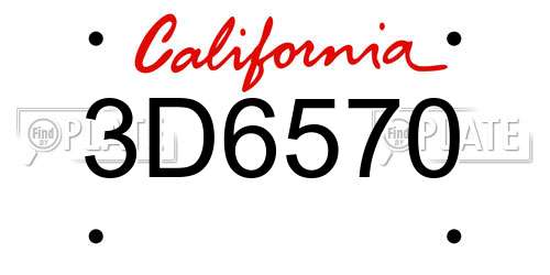 3D6570 California License Plate