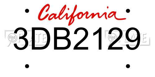 3DB2129 California License Plate