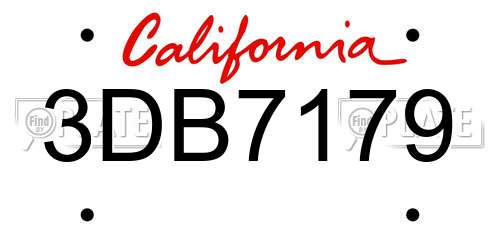 3DB7179 California License Plate