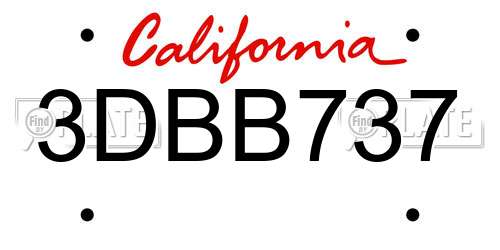 3DBB737 California License Plate