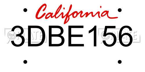 3DBE156 California License Plate