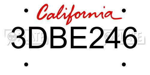 3DBE246 California License Plate