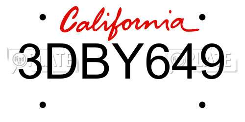 3DBY649 California License Plate
