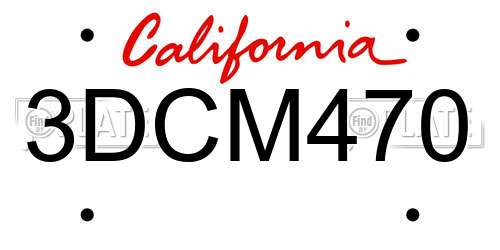 3DCM470 California License Plate