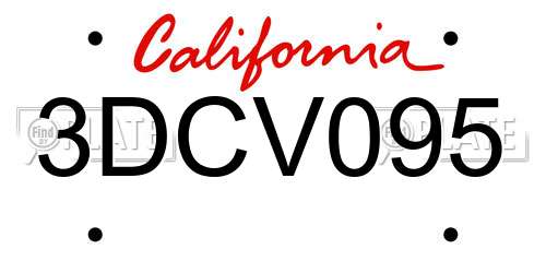 3DCV095 California License Plate