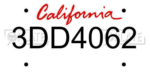 3DD4062 California License Plate
