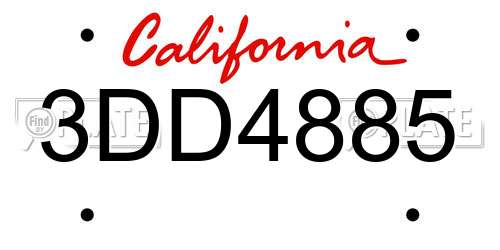 3DD4885 California License Plate