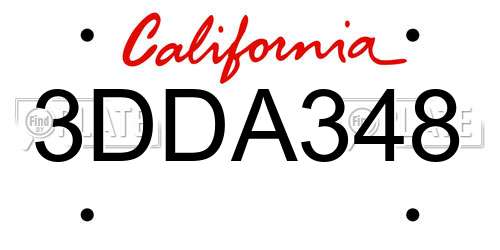3DDA348 California License Plate