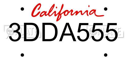 3DDA555 California License Plate