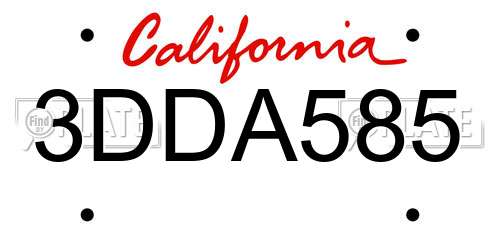 3DDA585 California License Plate