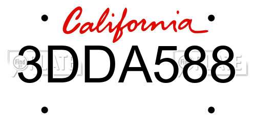 3DDA588 California License Plate