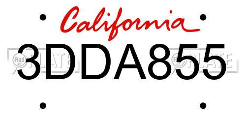 3DDA855 California License Plate