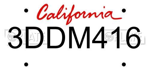 3DDM416 California License Plate