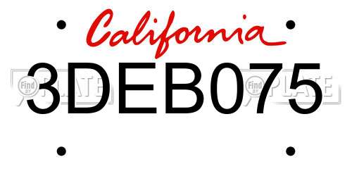 3DEB075 California License Plate