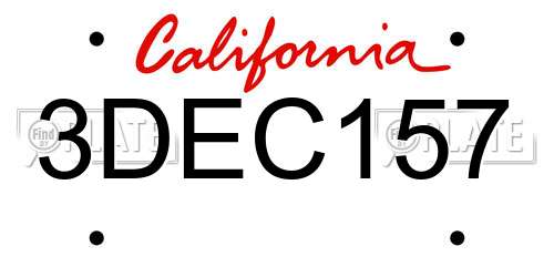3DEC157 California License Plate