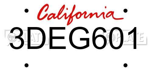 3DEG601 California License Plate