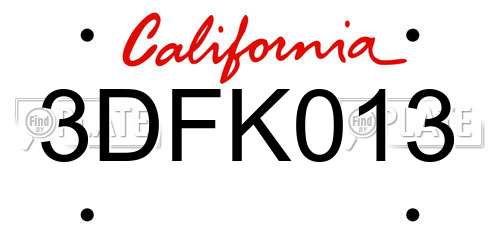 3DFK013 California License Plate