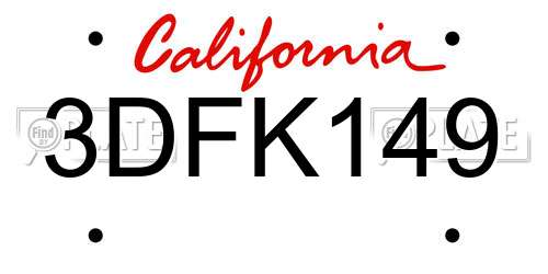 3DFK149 California License Plate