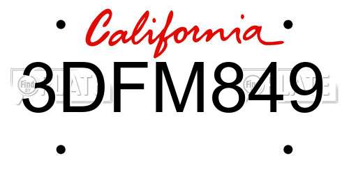 3DFM849 California License Plate