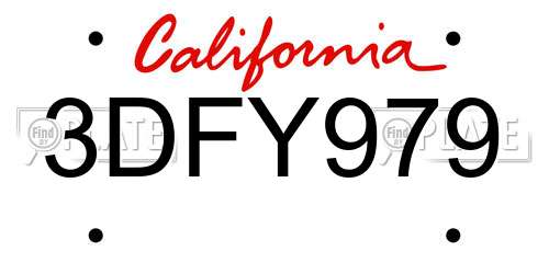 3DFY979 California License Plate