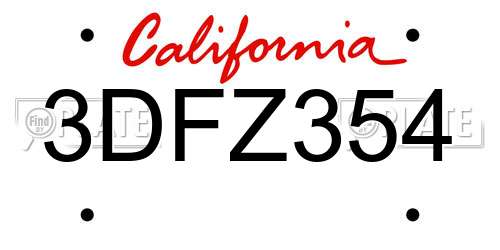 3DFZ354 California License Plate